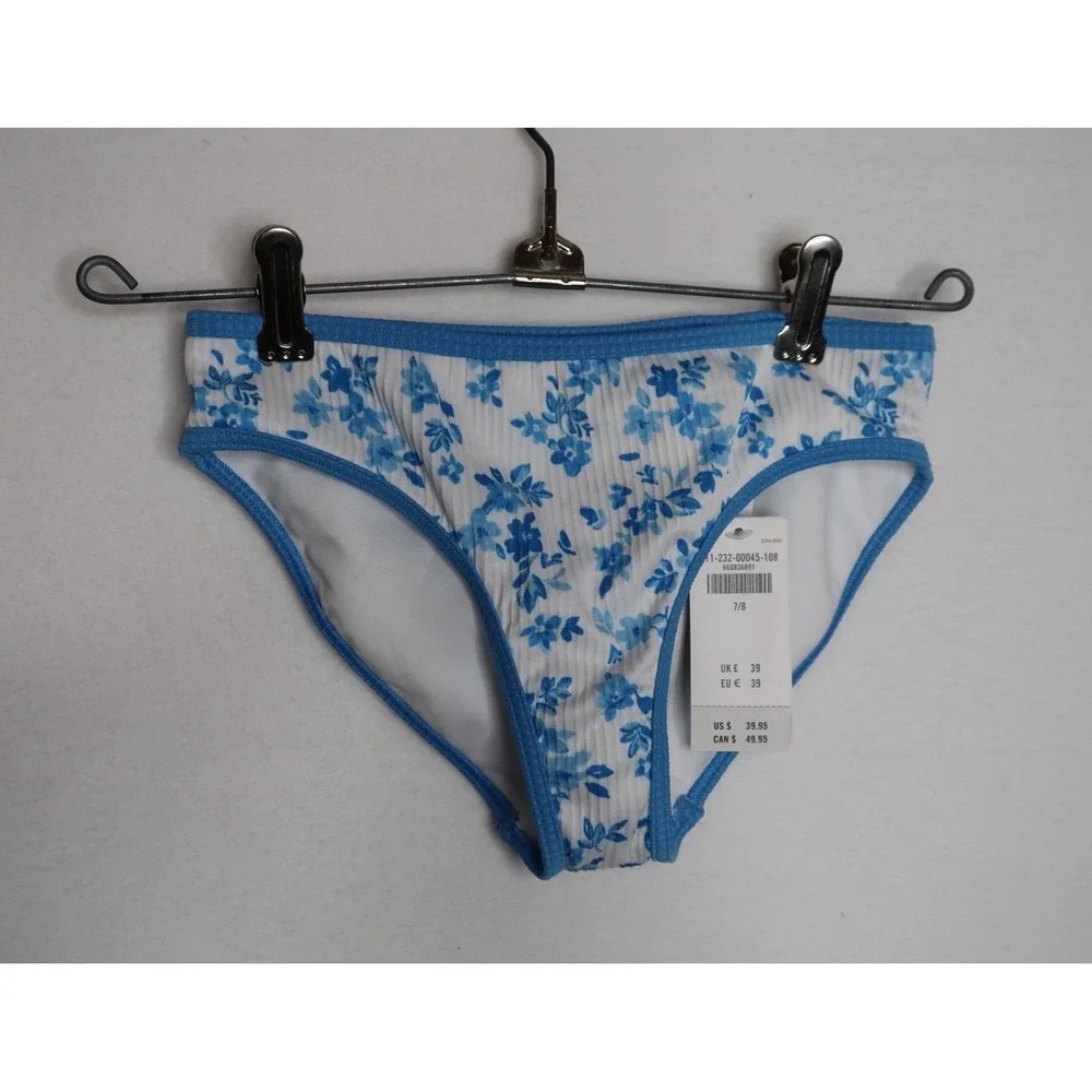 Abercrombie & Fitch Girls White‎ Floral Print Bikini Bottom Sz 7/8 Beach NWT
